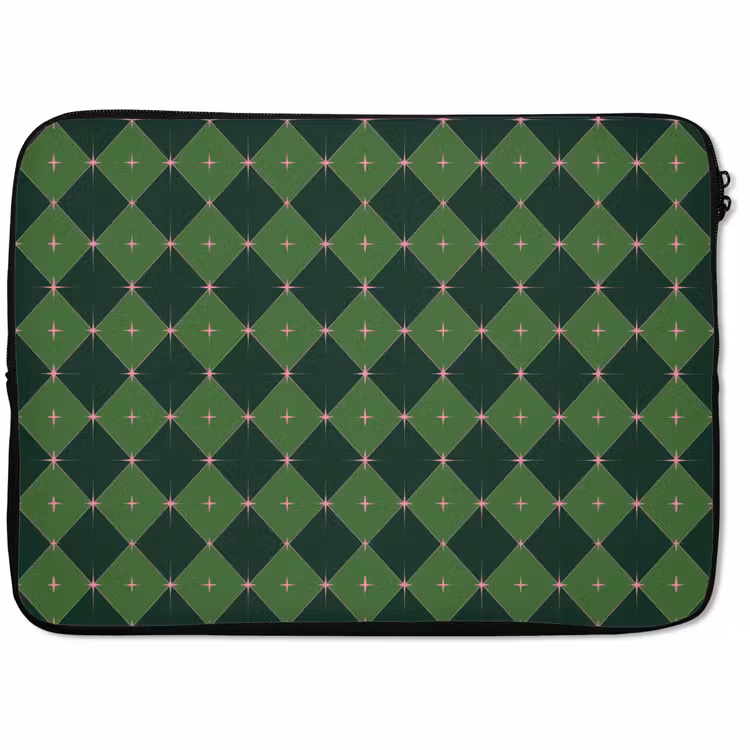 Laptophoes Ster - Groen - Roze - Kerst — 1
