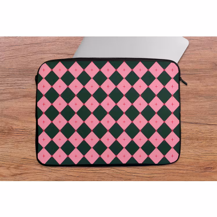 Laptophoes Ster - Roze - Groen - Kerst — 2