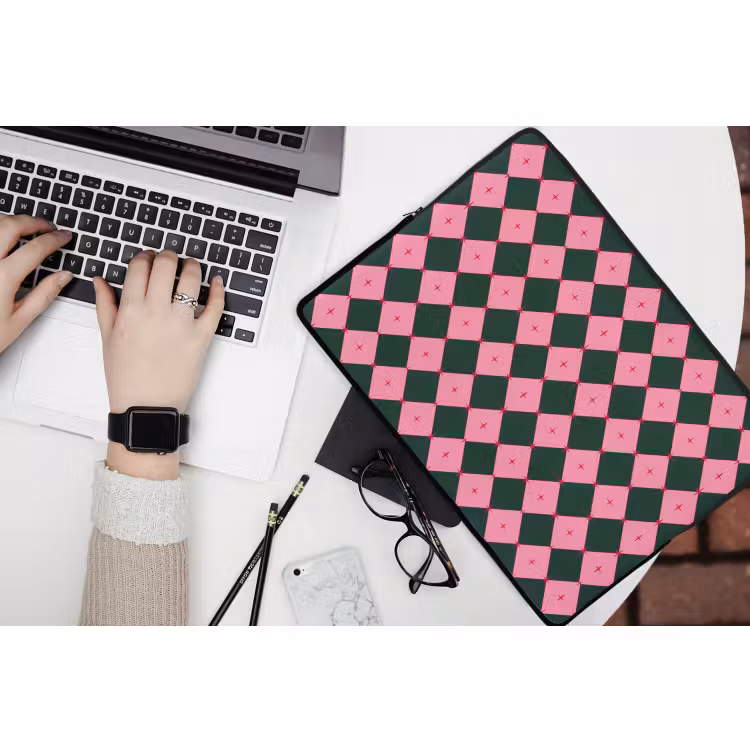 Laptophoes Ster - Roze - Groen - Kerst — 3