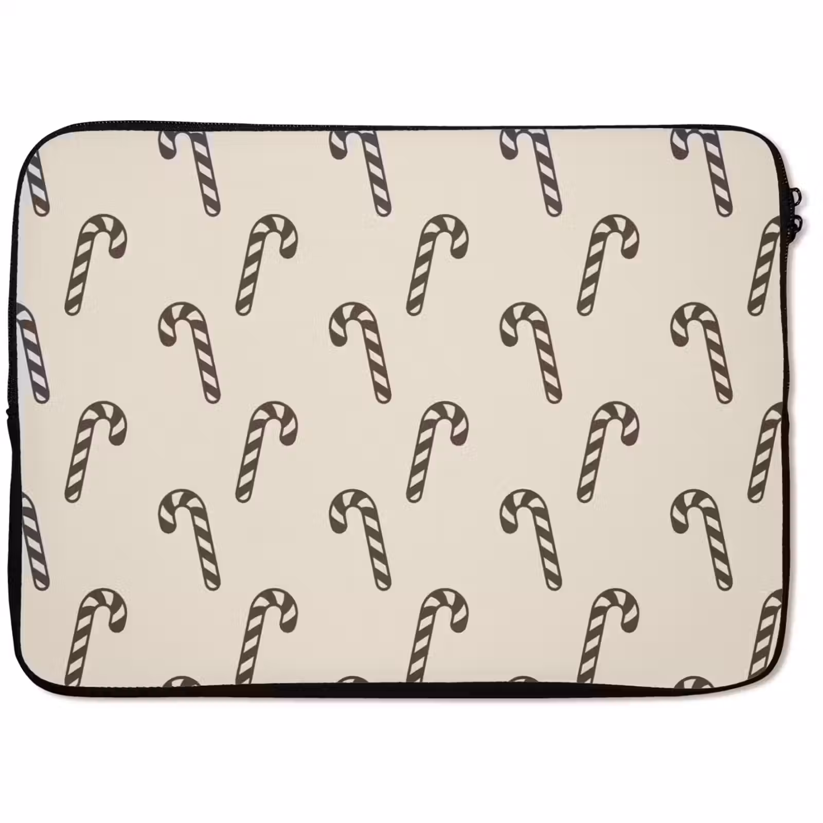 Laptophoes Kerst - Grijs - Crème - Zuurstok — 1