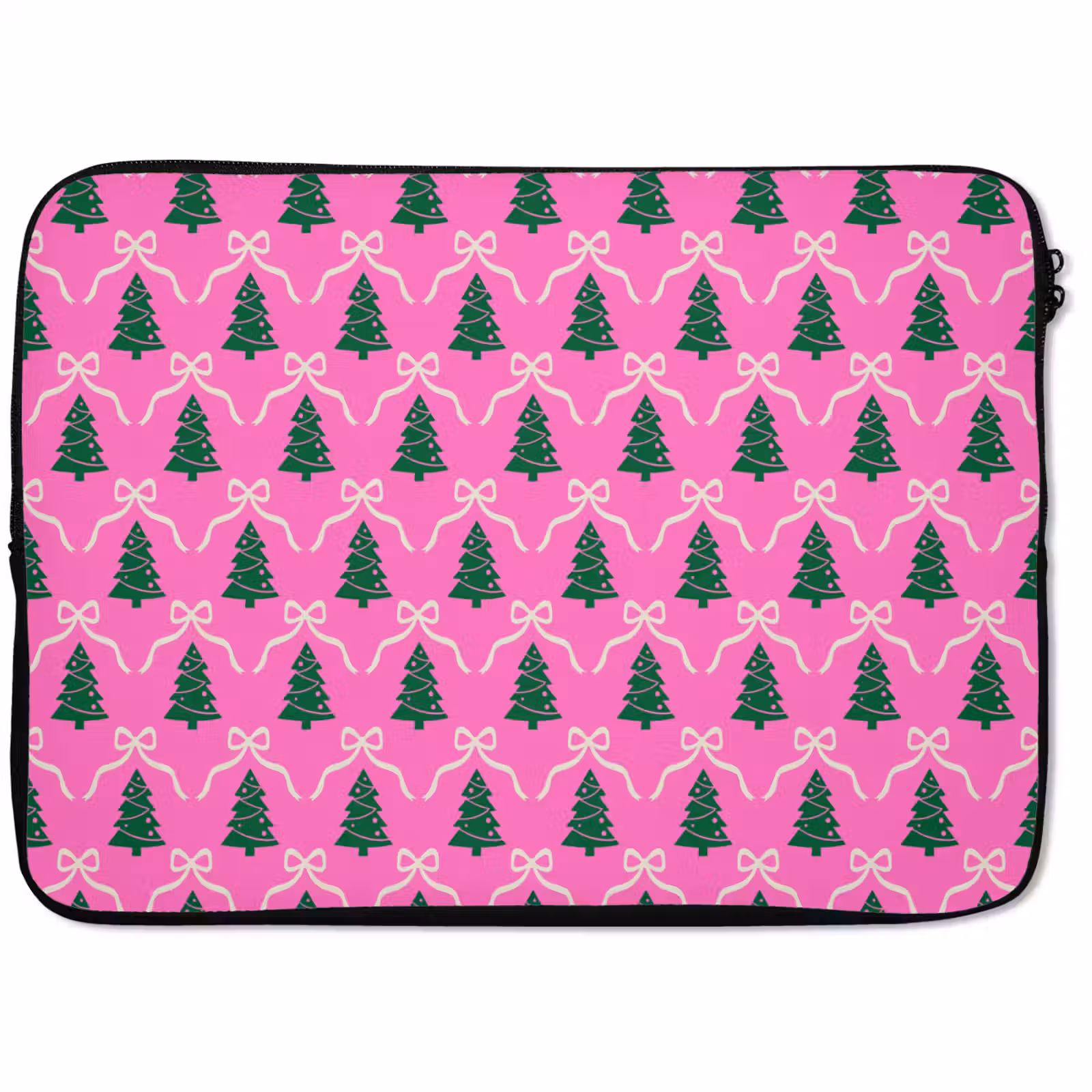Laptophoes Kerst - Roze - Wit - Strik — 1