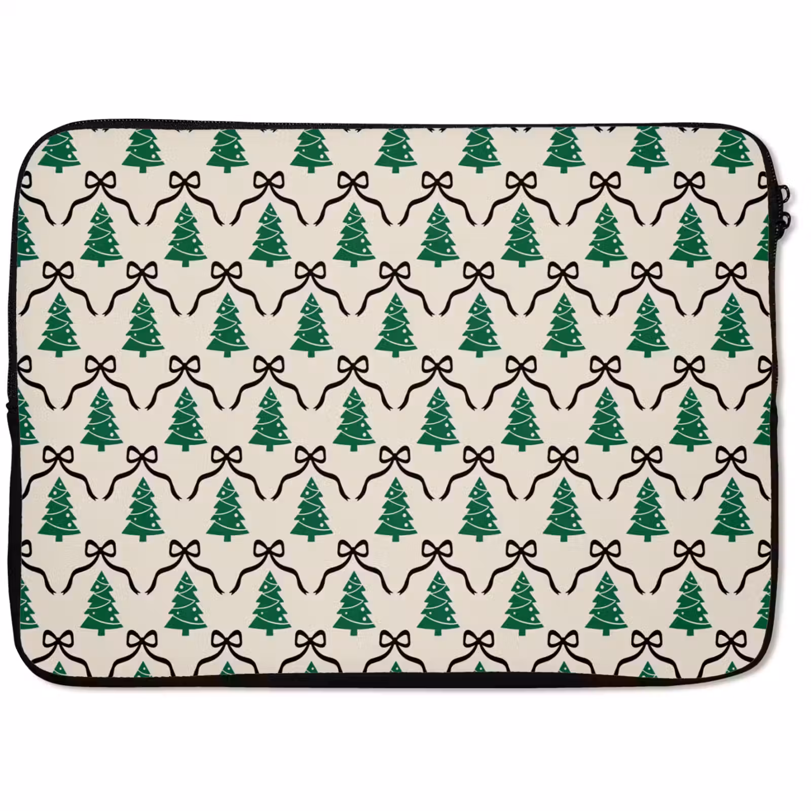 Laptophoes Kerst - Wit - Zwart - Strik — 1