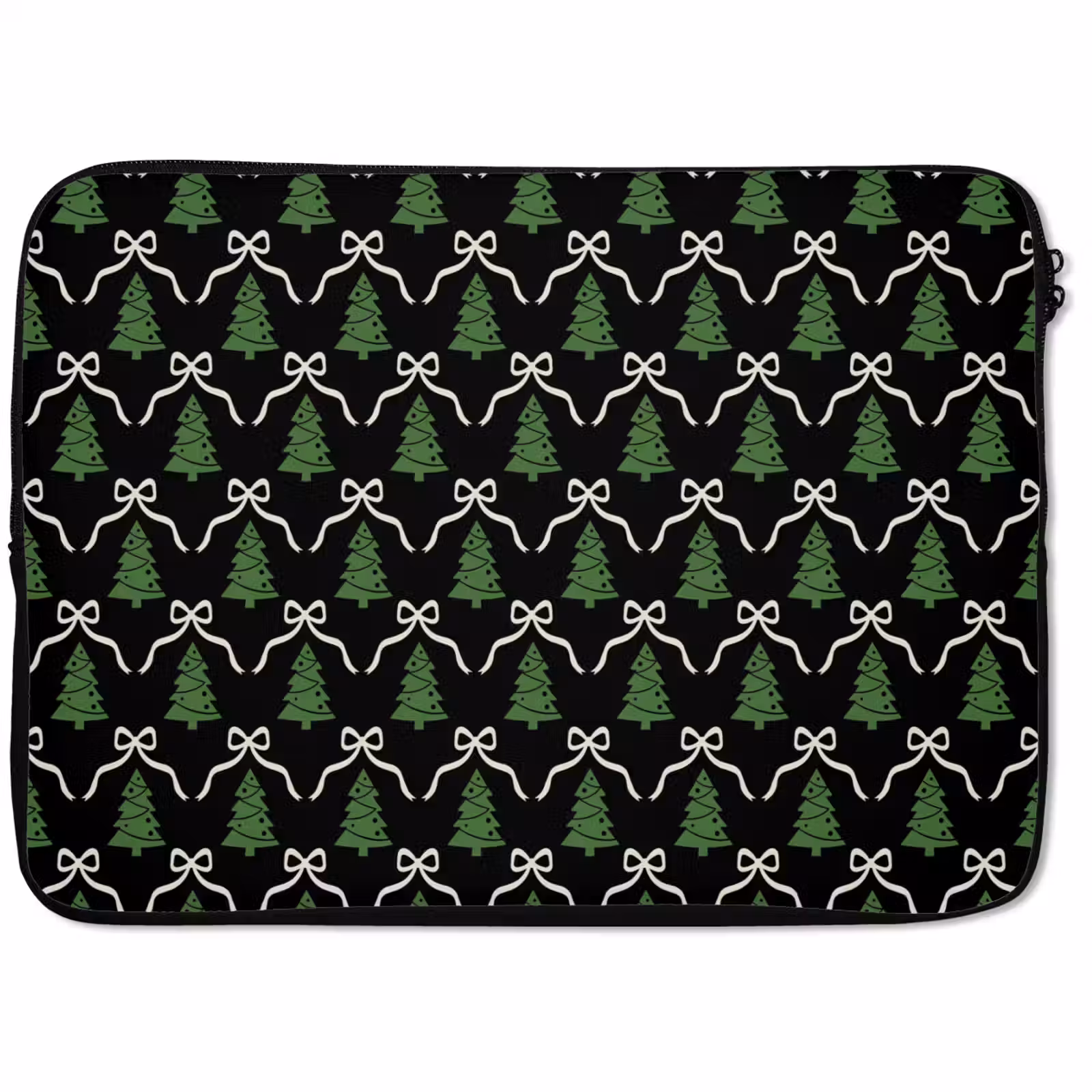Laptophoes Kerst - Zwart - Wit - Strik — 1