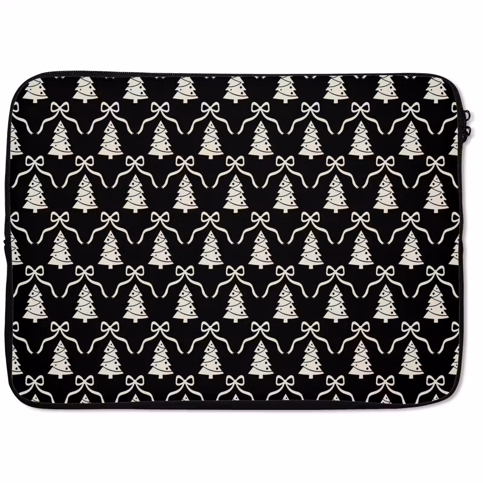 Laptophoes Strik - Wit - Zwart - Kerst — 1