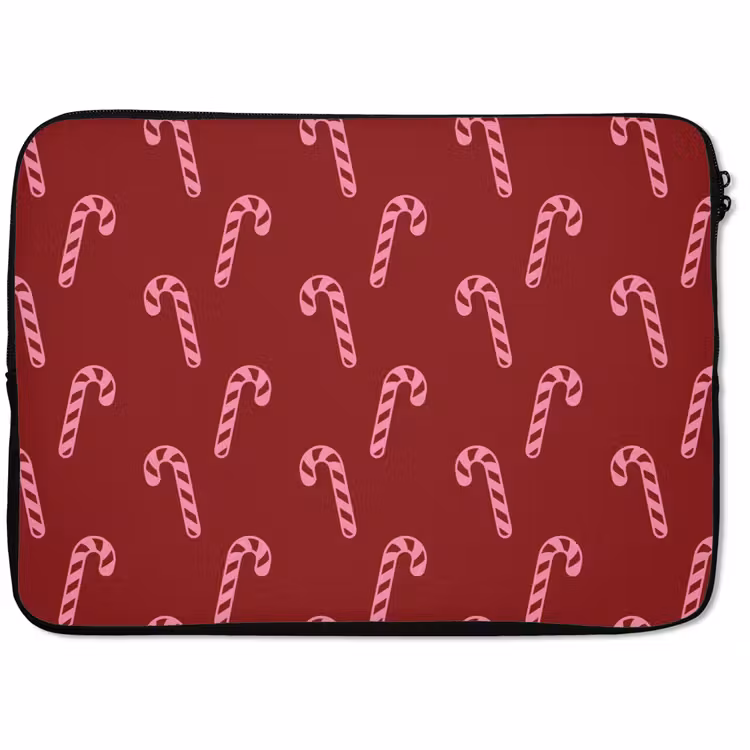 Laptophoes Kerst - Burgundy - Roze - Zuurstok — 1