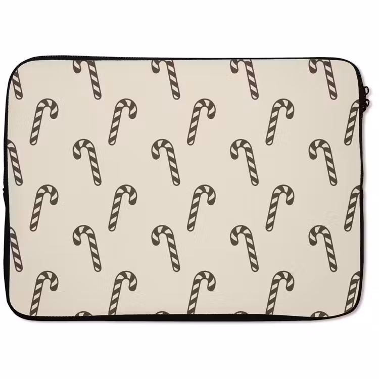 Laptophoes Kerst - Grijs - Crème - Zuurstok — 1