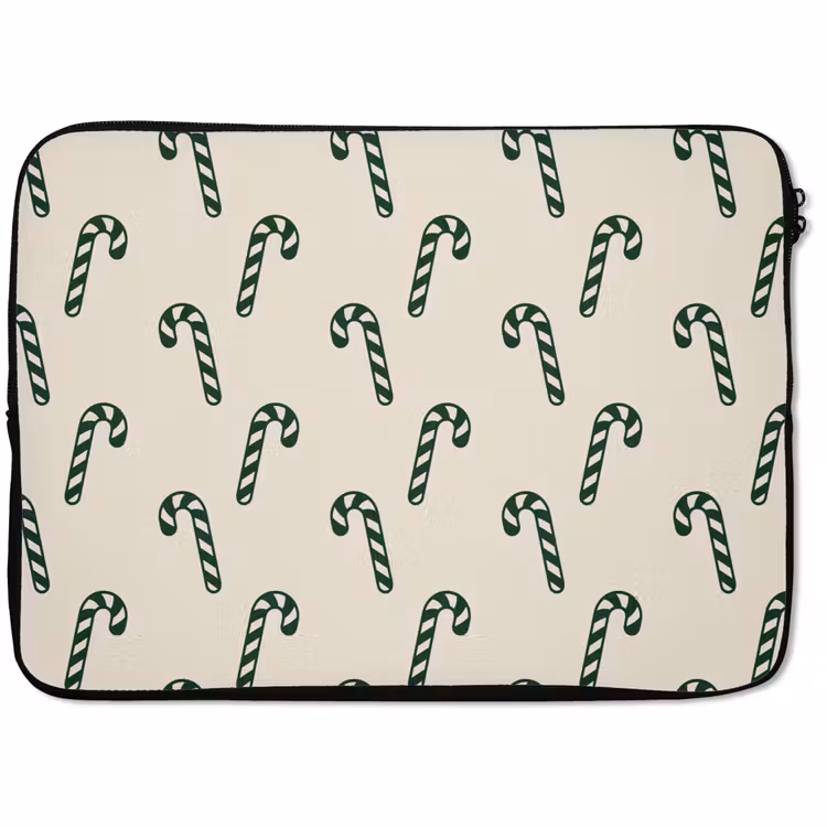 Laptophoes Kerst - Groen - Crème - Zuurstok — 1