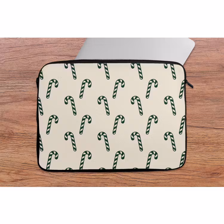 Laptophoes Kerst - Groen - Crème - Zuurstok — 2