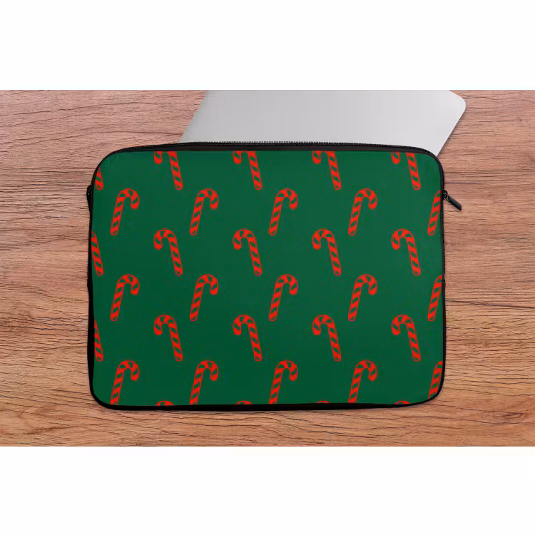 Laptophoes Kerst - Groen - Rood - Zuurstok — 2