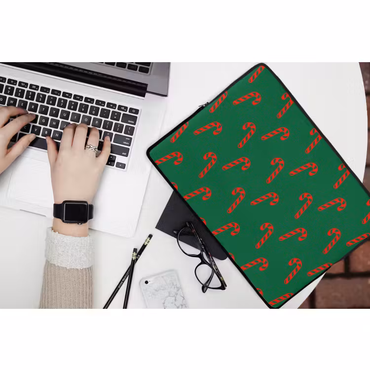 Laptophoes Kerst - Groen - Rood - Zuurstok — 3