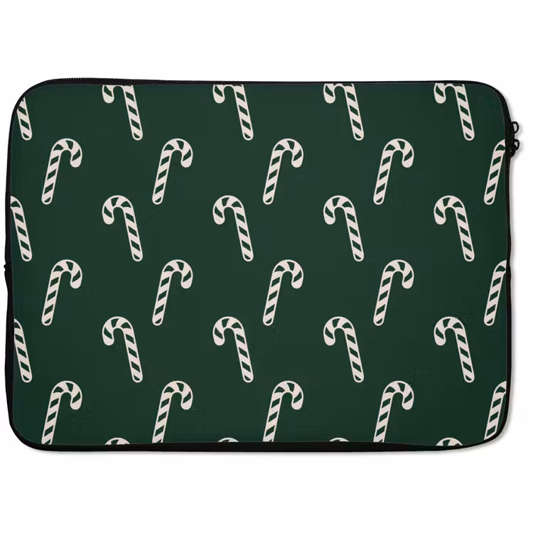 Laptophoes Kerst - Groen - Wit - Zuurstok — 1
