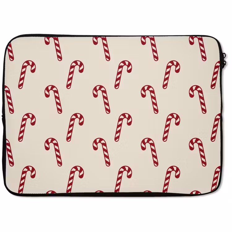 Laptophoes Kerst - Rood - Crème - Zuurstok — 1