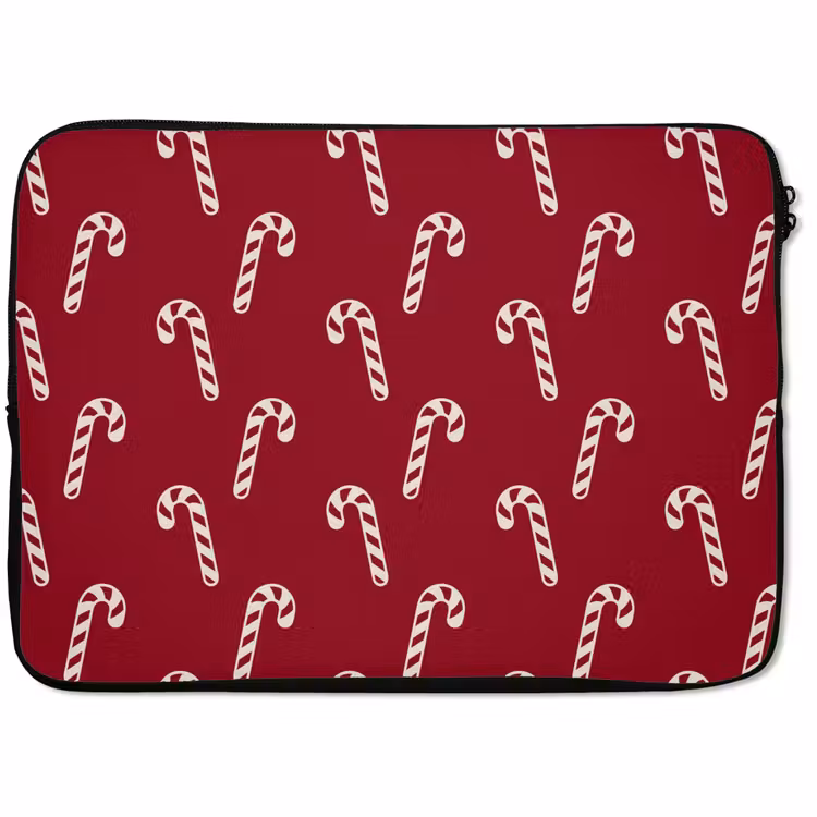 Laptophoes Kerst - Rood - Wit - Zuurstok — 1