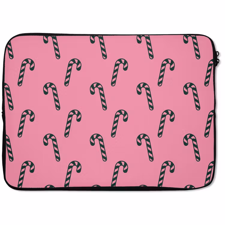 Laptophoes Kerst - Roze - Groen - Zuurstok — 1