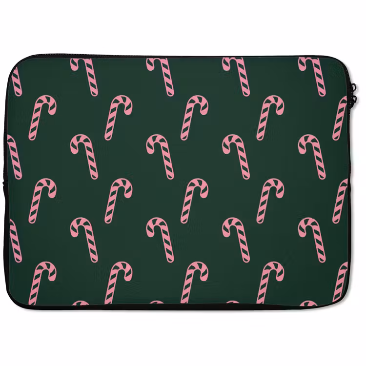 Laptophoes Kerst - Roze - Groen - Zuurstok — 1