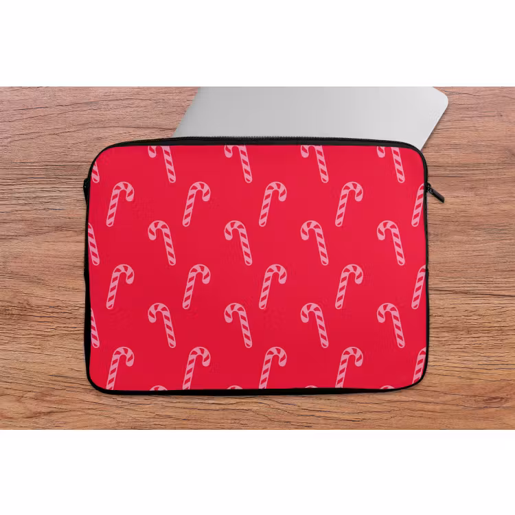 Laptophoes Kerst - Roze - Rood - Zuurstok — 2