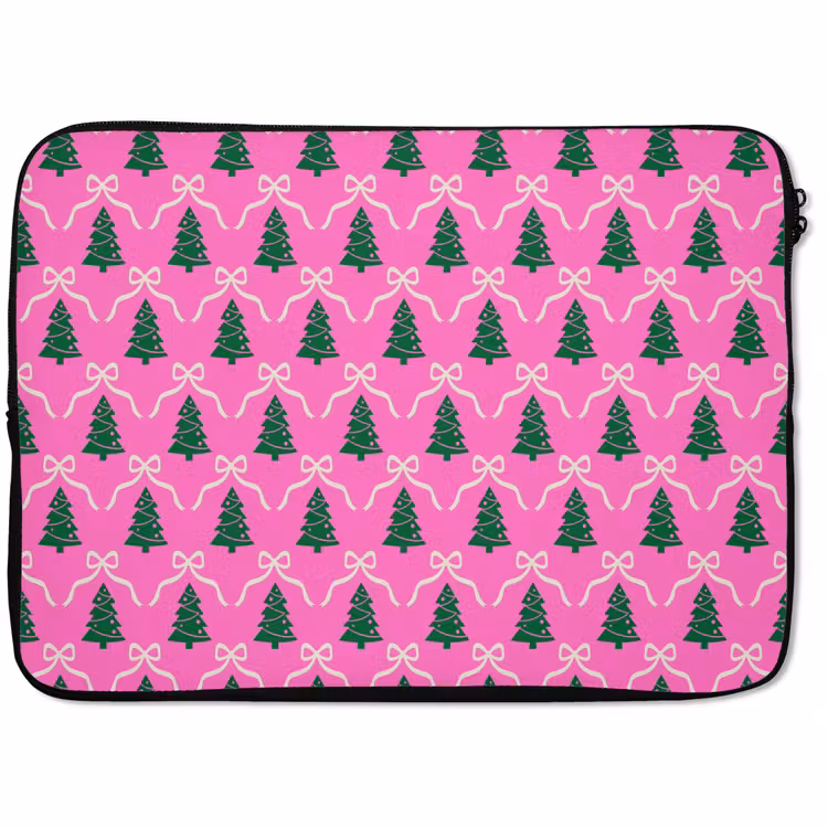 Laptophoes Kerst - Roze - Wit - Strik — 1