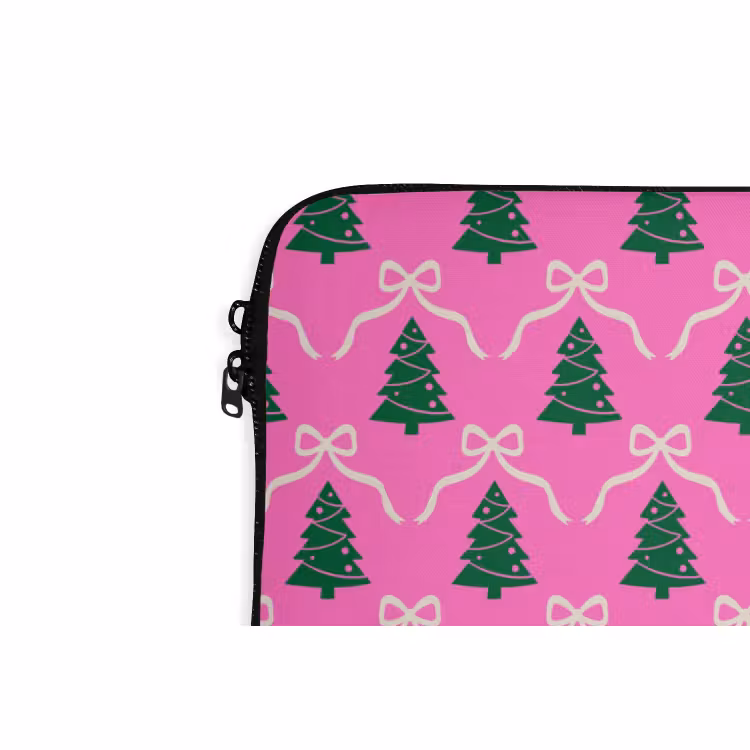 Laptophoes Kerst - Roze - Wit - Strik — 5