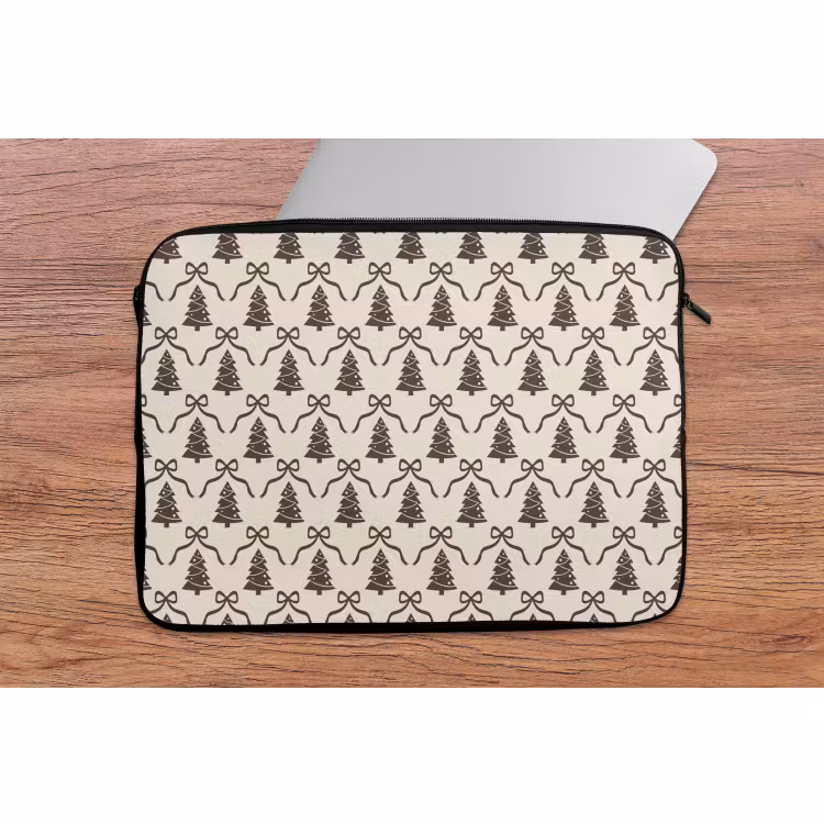 Laptophoes Kerst - Taupe - Crème - Strik — 2