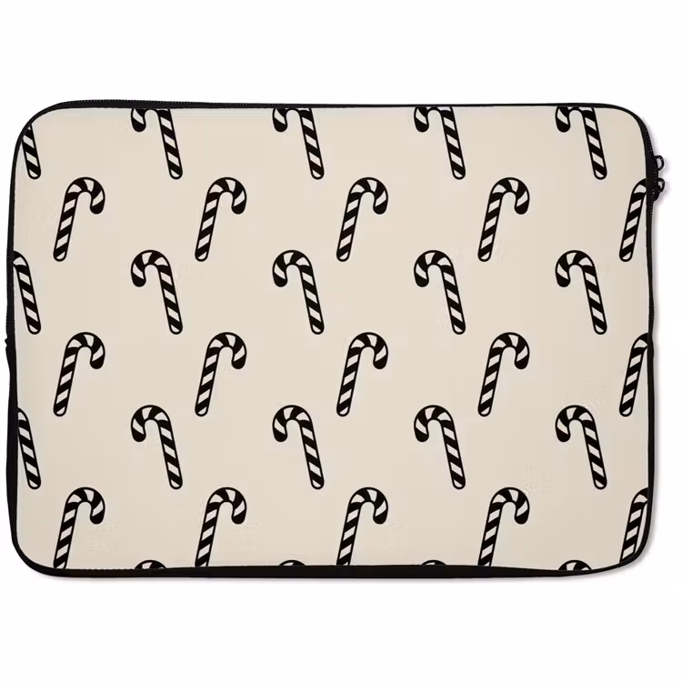 Laptophoes Kerst - Zwart - Crème - Zuurstok — 1