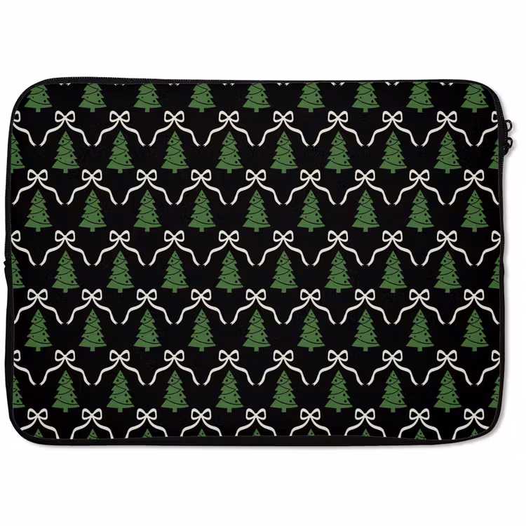 Laptophoes Kerst - Zwart - Wit - Strik — 1