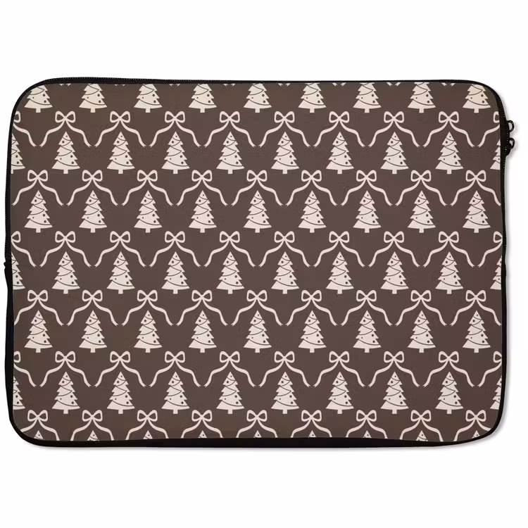 Laptophoes Strik - Taupe - Wit - Kerst — 1