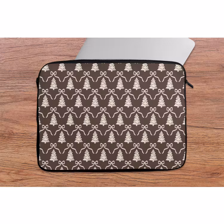 Laptophoes Strik - Taupe - Wit - Kerst — 2