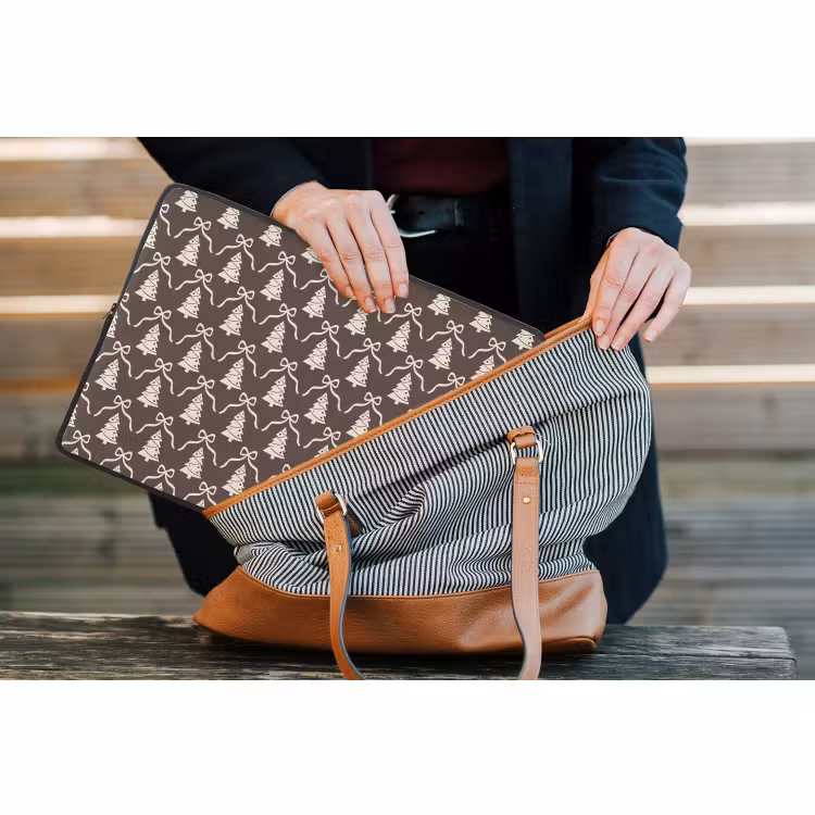 Laptophoes Strik - Taupe - Wit - Kerst — 4