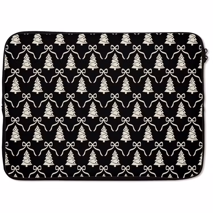Laptophoes Strik - Wit - Zwart - Kerst — 1