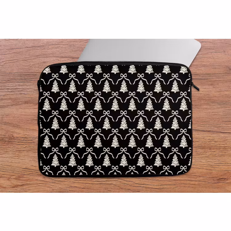 Laptophoes Strik - Wit - Zwart - Kerst — 2
