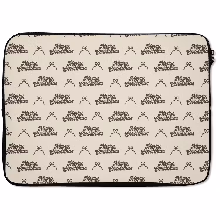 Laptophoes Tekst - Bruin - Crème - Strik — 1