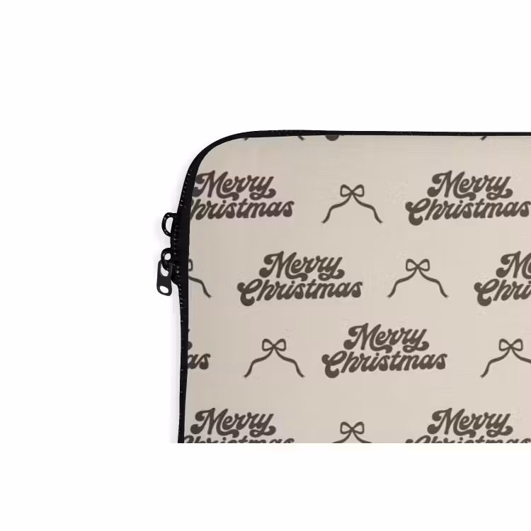 Laptophoes Tekst - Bruin - Crème - Strik — 5