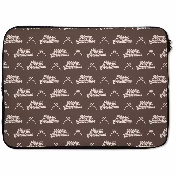 Laptophoes Tekst - Crème - Bruin - Strik — 1