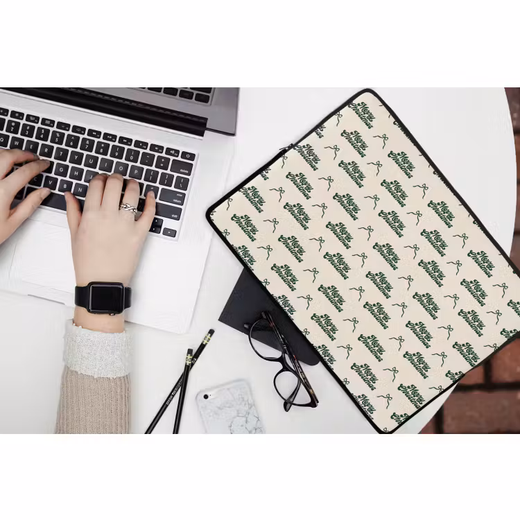 Laptophoes Tekst - Groen - Strik — 3