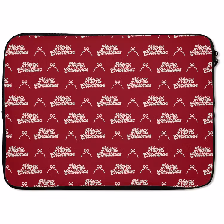 Laptophoes Tekst - Rood - Wit - Strik — 1