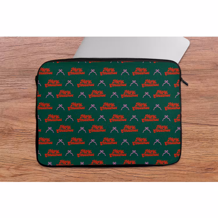 Laptophoes Tekst - Roze - Rood - Groen - Strik — 2
