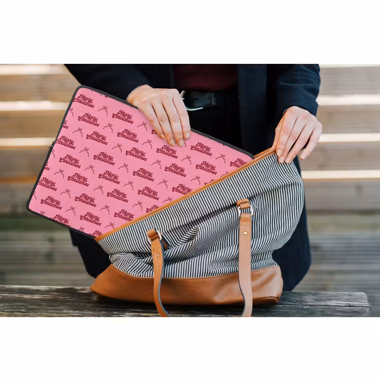 Laptophoes Tekst - Roze - Rood - Strik — 4