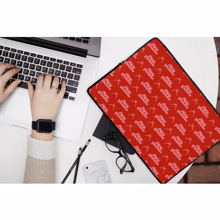Laptophoes Tekst - Strik - Roze - Rood — 3