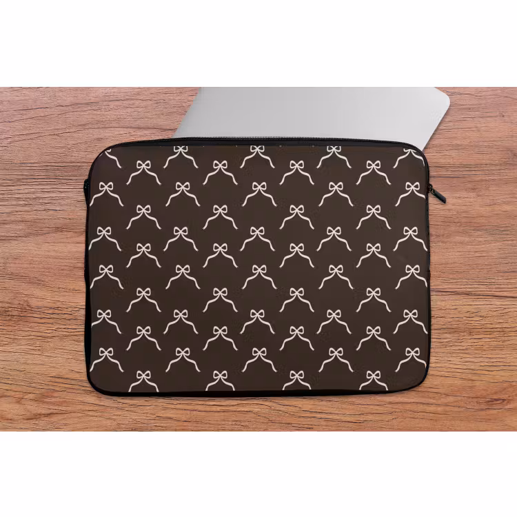 Laptophoes Bruin - Strik - Kerst — 2