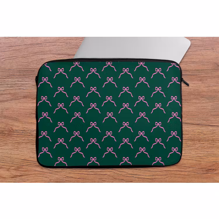 Laptophoes Kerst - Neon - Groen - Strik — 2