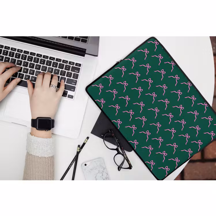 Laptophoes Kerst - Neon - Groen - Strik — 3