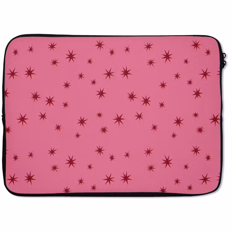 Laptophoes Kerst - Ster - Rood - Roze — 1