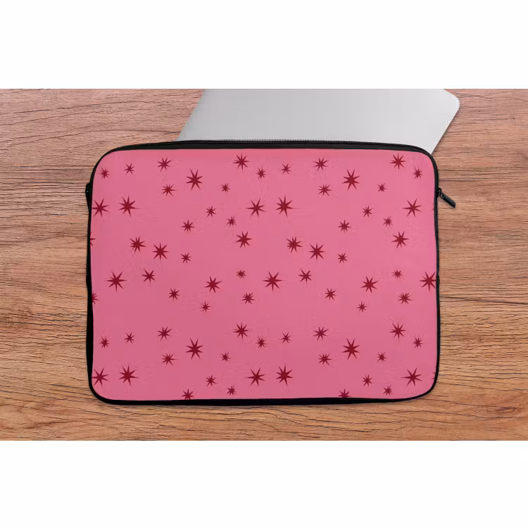 Laptophoes Kerst - Ster - Rood - Roze — 2