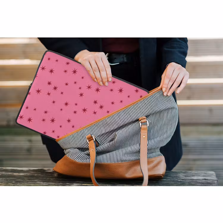 Laptophoes Kerst - Ster - Rood - Roze — 4