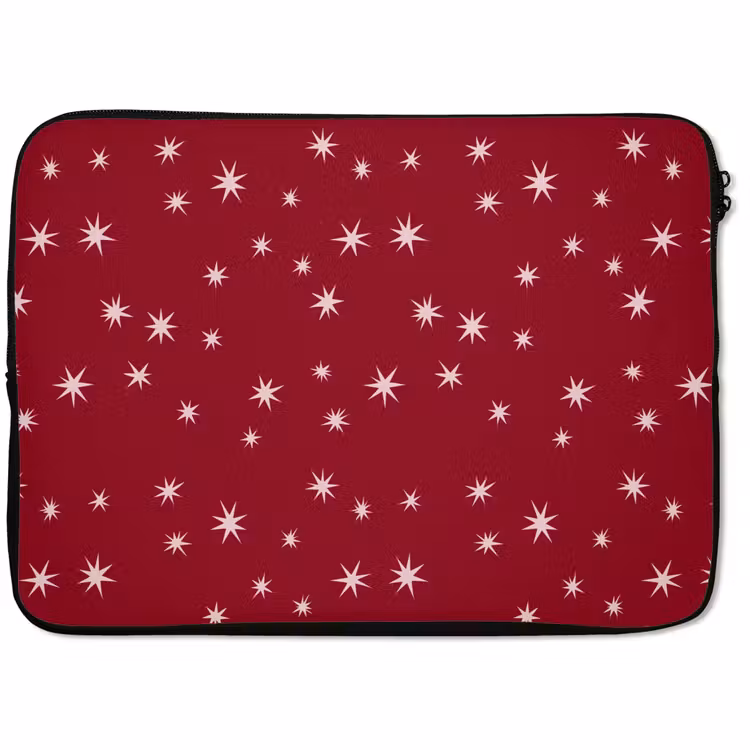 Laptophoes Rood - Wit - Kerst - Ster — 1