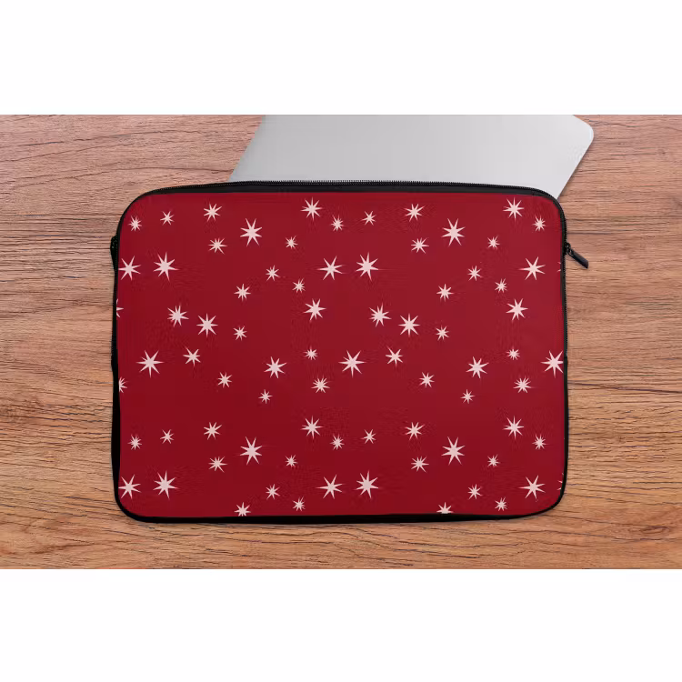 Laptophoes Rood - Wit - Kerst - Ster — 2