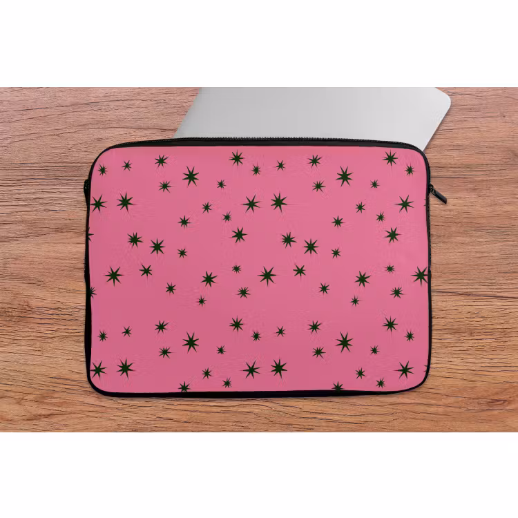 Laptophoes Ster - Groen - Roze - Kerst — 2