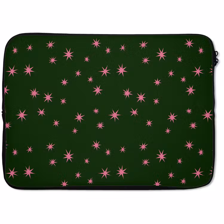 Laptophoes Ster - Roze - Groen - Kerst — 1