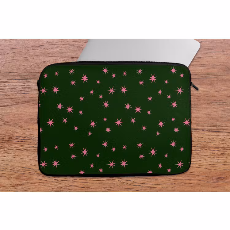Laptophoes Ster - Roze - Groen - Kerst — 2