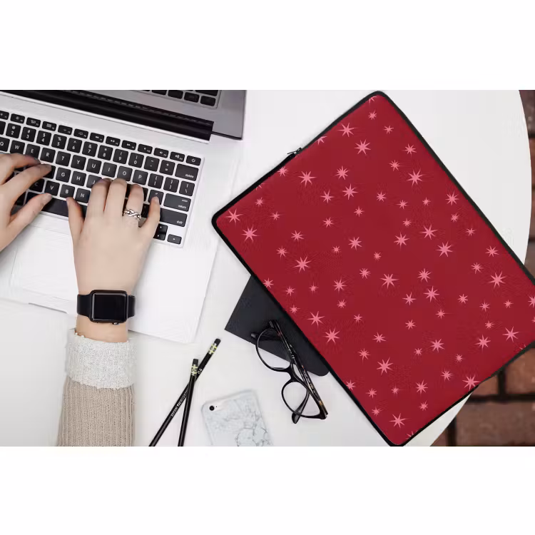 Laptophoes Ster - Roze - Kerst - Rood — 3